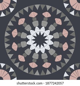 Polka dots seamless pattern. Mosaic of ethnic figures. Patterned texture. Geometric background. Vector illustration for web design or print.