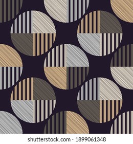 Polka schneidet nahtloses Muster. Mosaik ethnischer Persönlichkeiten. Muster. Geometrischer Hintergrund. Vektorgrafik für Webdesign oder Print.