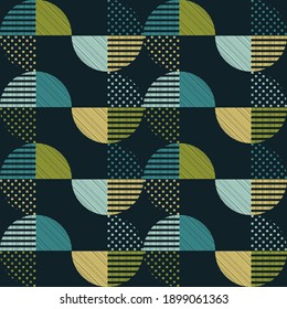 Polka Dots Seamless Pattern. Mosaic Of Ethnic Figures. Patterned Texture. Geometric Background. Vector Illustration For Web Design Or Print.