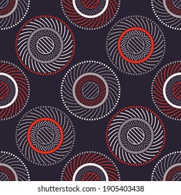 Polka dots seamless pattern. Mosaic of ethnic figures. Patterned texture. Geometric background. Vector illustration for web design or print.