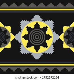 El polka tiene un patrón impecable. Mosaico de figuras étnicas. Textura con patrones. Fondo geométrico. Ilustración vectorial para diseño web o impresión.