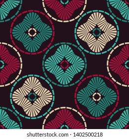 Polka dots seamless pattern. Multicolored. Ethnic print. Boho. Simple design. Vector geometric background. Can be used in printing, textile, wrapping, web-design.