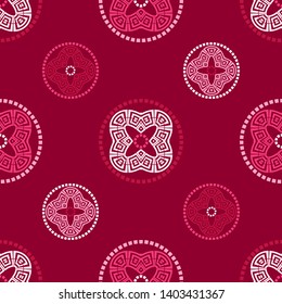 Polka dots seamless pattern. Multicolored. Ethnic print. Boho. Simple design. Vector geometric background. Can be used in printing, textile, wrapping, web-design.