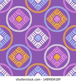 Polka dots seamless pattern. Multicolored. Ethnic print. Boho. Simple design. Vector geometric background. Can be used in printing, textile, wrapping, web-design.