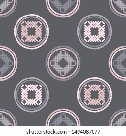 Polka dots seamless pattern. Multicolored. Ethnic print. Boho. Simple design. Vector geometric background. Can be used in printing, textile, wrapping, web-design.