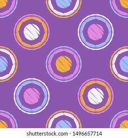 Polka dots seamless pattern. Multicolored. Ethnic print. Boho. Simple design. Vector geometric background. Can be used in printing, textile, wrapping, web-design.