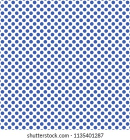 Polka dots seamless pattern, navy blue dotted vector illustration
