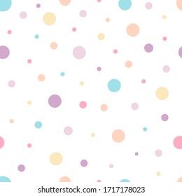 Polka Dots Seamless Pattern with Pastel Color. Dot Shapes Background. Can used for gift paper, invitation card for kids, Wallpaper Interior, Book cover, etc - EPS 10 Vector