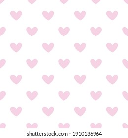 Polka schneidet nahtloses Muster mit rosafarbenen Herzen. Valentinstag Hintergrund. Vektorgrafik.