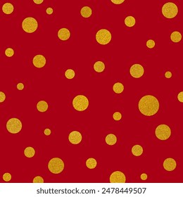 Polka Dots Seamless Pattern red and gold for Christmas