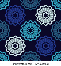 Polka dots seamless pattern. Simple design. Mosaic of ethnic figures. Patterned texture. Geometric background. Vector illustration for web design or print.