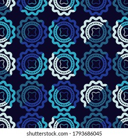 Polka dots seamless pattern. Simple design. Mosaic of ethnic figures. Patterned texture. Geometric background. Vector illustration for web design or print.