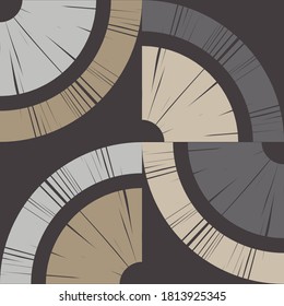 Polka dots seamless pattern. Striped circles and semi-circles. Mosaic of ethnic figures. Geometric background. Vector illustration for web design or print.