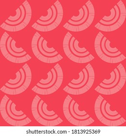 Polka dots seamless pattern. Striped circles and semi-circles. Mosaic of ethnic figures. Geometric background. Vector illustration for web design or print.