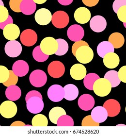  Polka Dots seamless pattern.Textile ink brush strokes texture in Pop Art style.Handdrawn trendy design for a logo, cards, invitations, posters 