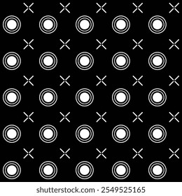 Polka Dots and star Patterns Diseño de la tela Color Negro Blanco Círculo Ilustración vectorial Concepto Imprimir Ropa Pantalones Camisas Corbata Bolsa, Tela étnica multiusos Industria textil y más.