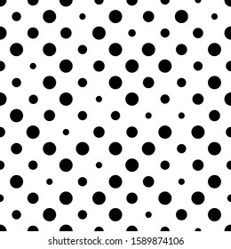 Polka dots texture. Black on white. Classic fashion style seamless background.