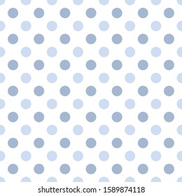 Polka dots texture. Blue on white. Classic fashion style seamless background.