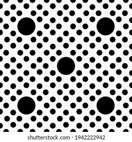 Polka Dots. White Background. Five Big Dots And Diagonal Polka Dots Pattern. Vector.