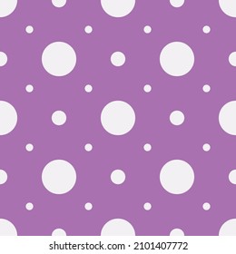 Polka dots white color. Vector seamless dots decor and pink background.