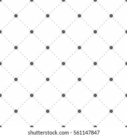 Polka dotted texture with rhombus. Geometric seamless pattern. Dots with dashed lines. Vector