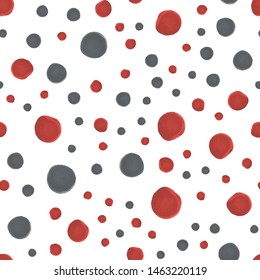Polka gray and red color Beautiful seamless pattern. Perfect for your design, textile, pattern fills, box, posters, cards, web page background etc. Pattern under the mask. Vector.