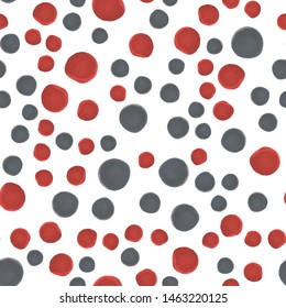 Polka gray and red color Cute seamless pattern. Perfect for your design, textile, pattern fills, box, posters, cards, web page background etc. Pattern under the mask. Vector.