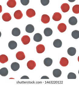 Polka gray and red color Original seamless pattern. Perfect for your design, textile, pattern fills, box, posters, cards, web page background etc. Pattern under the mask. Vector.