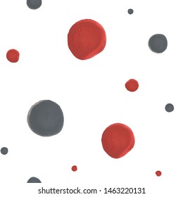 Polka gray and red color Wondrous seamless pattern. Perfect for your design, textile, pattern fills, box, posters, cards, web page background etc. Pattern under the mask. Vector.