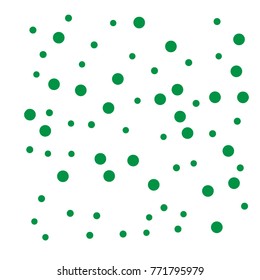Polka Green Confetti Dotted Background. Bubbles Circle Dots. Network Design, Technology Science, Vector Illustration. Perfect For Logo, Banner, Icon, Holiday, New year Background.