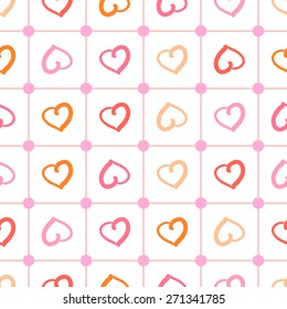 polka heart seamlees background pattern. Vector illustration.