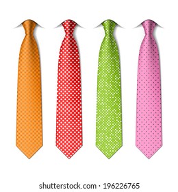 Polka and pin dots silk ties template. Easy editable colors - vector