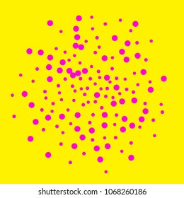 Polka Pink Confetti Dotted Background. Bubbles Circle Dots. Network Design, Technology Science, Vector Illustration. Perfect For Logo, Banner, Icon, Holiday, New year Background.
