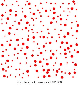 Polka Red Confetti Dotted Background. Bubbles Circle Dots. Network Design, Technology Science, Vector Illustration. Perfect For Logo, Banner, Icon, Holiday, New year Background.