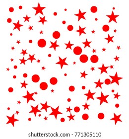 Polka Red confetti Dotted and Starry background. Bubbles Circle Dots. Network design, technology science, vector illustration. Perfect for Logo, Banner, Icon, Holiday, New year Background.