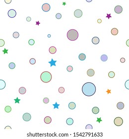 Polka and star seamless pattern. Fashion graphic background design. Modern stylish abstract texture. Colorful template for prints, textiles, wrapping, wallpaper, website etc. Vector illustration.