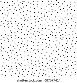 Polka and striped black seamless pattern. Fashion graphic background design. Modern stylish abstract texture. Monochrome template for prints, textiles, wrapping, wallpaper, etc. Vector illustration