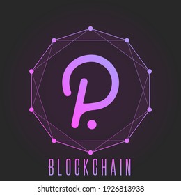Polkadot Blockchain Concept. Colorful Gradient Logo Isolated On Dark Background.