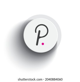 Polkadot Coin Crypto Icon On Round Button With Shadow Eps10