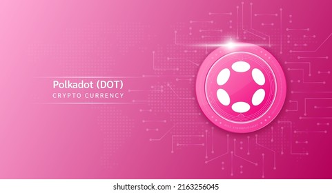 Polkadot coin cryptocurrency token symbol. Crypto currency coin  on dark background. Economic trends finance concept. 3D Vector illustration.