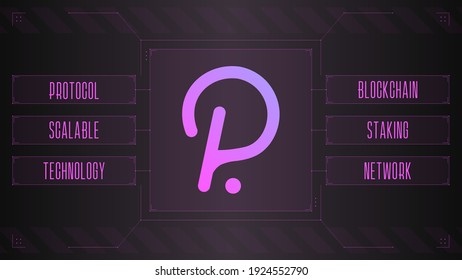 Polkadot cryptocurrency colorful infographics concept. Isolated on dark background.