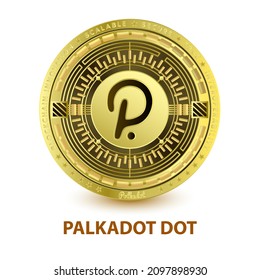 POLKADOT DOT 3D Vector illustration Silver golden on white background. Future currency replacement technology. Coins cryptocurrency blockchain (crypto currency) digital currency, alternative currency