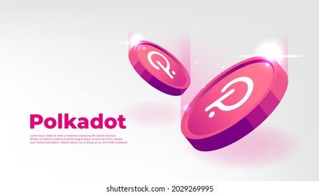 Polkadot. (DOT) coin banner. DOT coin cryptocurrency concept banner background.