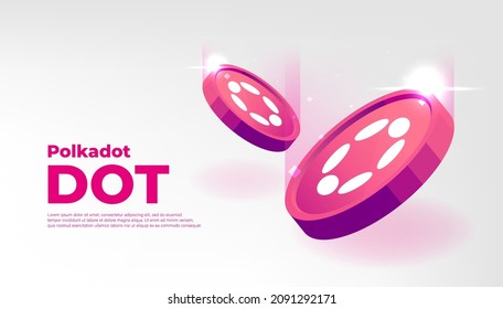 Polkadot. (DOT) coin banner. DOT coin cryptocurrency concept banner background.