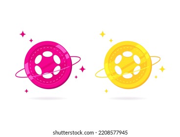 Icono plano de la moneda de Polkadot (DOT) aislado en fondo blanco.