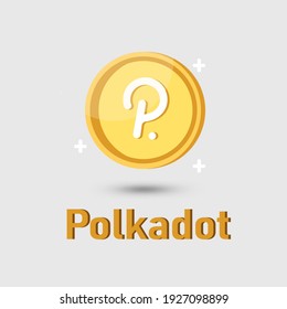 Polkadot (DOT) crypto currency icon. Gold Polkadot cryptocurrency.illustration for logo adaptation design web site mobile app, EPS10.