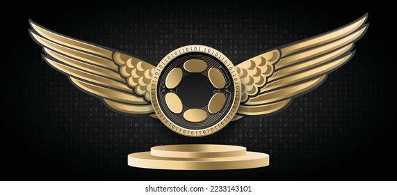 Polkadot (DOT) crypto currency logo and coin vector illustration banner. Blockchain based cryptocurrency technology background. 