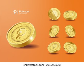 Polkadot DOT Cryptocurrency Coins. Perspective Illustration About Crypto Coins.