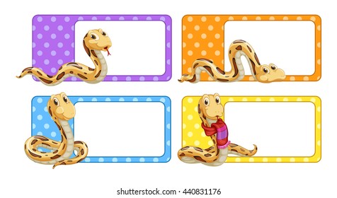 Polkadot labels with snakes illustration