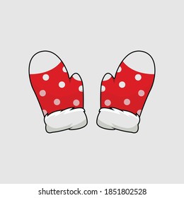 Polkadot motif christmas gloves vector
